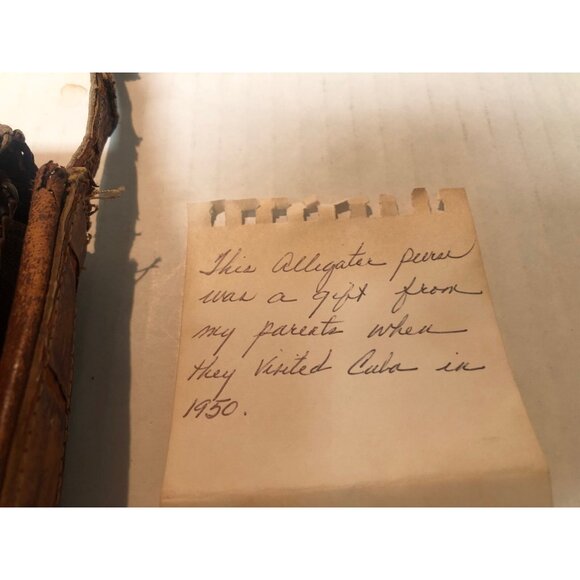 Vintage 1950 alligator small handbag purse made in Cuba note inside - Picture 14 of 16